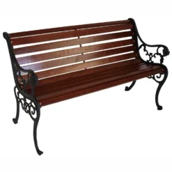 Gartenbank 2-Sitzer 130 X 61x 72 Cm Mahagonifarben Holz/Gusseisen