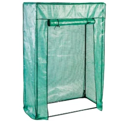 Tomatenhaus Mit Metallrahmen 100x50x150 Cm Und PE-Folie In Grün