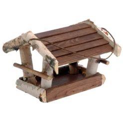 Vogelhaus Aus Birkenholz Mit Vier Offenen Seiten Und Kordel-