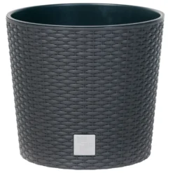 Prosperplast Blumentopf Rato Round In Anthrazit Mit Einsatz Ø 200 Mm