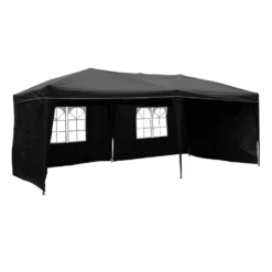 Alu Faltpavillon 3x6 M 4 Seitenteile Schwarz