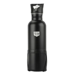 Trinkflasche 750 Ml Aus Edelstahl In Schwarz Mit Halterung