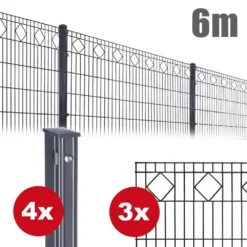 Zaunpaket Valencia Ca. 1,0 M X 6 M Anthrazit Verzinkt Pulverbeschichtet