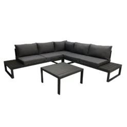 Lounge-Set 2-teilig, Ecksofa Und Tisch In Anthrazit
