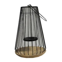 Laterne Mit Glaseinsatz Und Teelichthalter In Schwarz