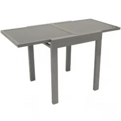Gartentisch Ausziehbar, 65/130 X 65 X 74 Cm, Aluminium, Glasplatte, Grau