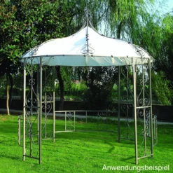 Pavillon Burma Rund, Ø 3 M, Weiß, Mit Ornamenten