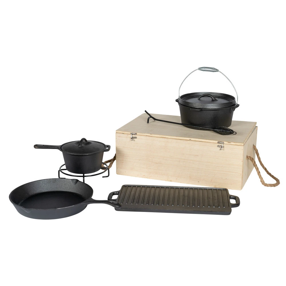 Dutch-Oven-Set 7-teilig Aus Gusseisen In Holzkiste 4 Dutch-Oven-Set 7-teilig Aus Gusseisen In Holzkiste – Bild 2