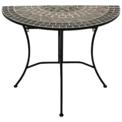 Wandtisch 90 Cm X 45 Cm Halbrund - Tischplatte Mosaik Grau