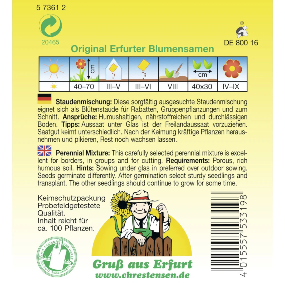 Saatgut Staudenmischung Halbhohe Sorten Mehrjährig Für Ca. 100 Pflanzen 4 Saatgut Staudenmischung Halbhohe Sorten Mehrjährig Für Ca. 100 Pflanzen – Bild 2