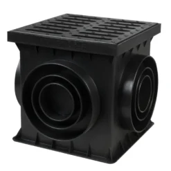 Hofablauf Mit Kunststoff-Rost 250x250 Mm Kunststoff Schwarz