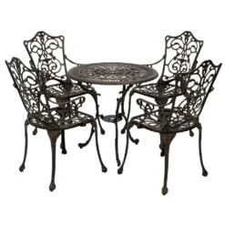 Gartensitzgruppe Jugendstil 5-teilig, Aluguss, Bronze-antik