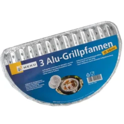 Alu Grillpfanne Halbrund 3 Stück