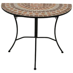 Wandtisch 90 Cm X 45 Cm Halbrund - Tischplatte Mosaik Terracotta