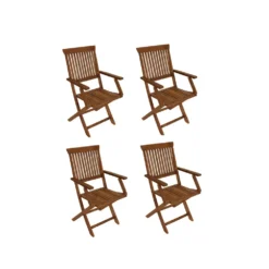 Klappsessel-Set Tobaco 4-teilig, Akazienholz Geölt