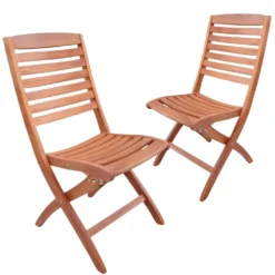 Klappstuhl-Set, 2 Stück, Eukalyptusholz Geölt