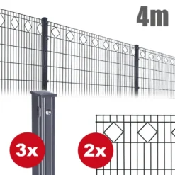 Zaunpaket Valencia Ca. 1,0 M X 4 M Anthrazit Verzinkt Pulverbeschichtet