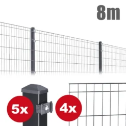 Zaunpaket Michl Ca. 1,0 M X 8 M Anthrazit Verzinkt Pulverbeschichtet