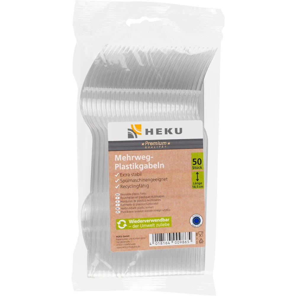 Mehrweg-Gabel 50 Stück Aus Transparentem Kunststoff 18,5 Cm Lang 3 Mehrweg-Gabel 50 Stück Aus Transparentem Kunststoff 18,5 Cm Lang