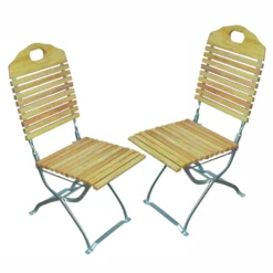 Klappstuhl Passau 2Stück Robinienholz Flachstahl Verzinkt Pulverbeschichtet