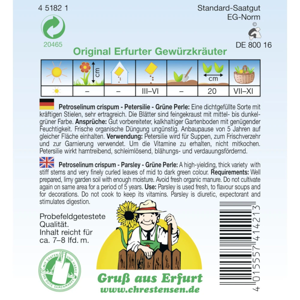 Saatgut Schnittpetersilie Grüne Perle Gewürzkraut Für Ca. 7-8 Laufende Meter 4 Saatgut Schnittpetersilie Grüne Perle Gewürzkraut Für Ca. 7-8 Laufende Meter – Bild 2