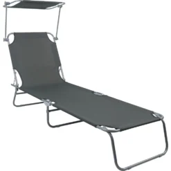 Gartenliege „Basic“ In Grau, Mit Sonnendach Und Aluminiumgestell