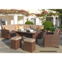 Sitzgarnitur Chiara Braun Aus Polyrattan Mit Zwei Stühlen Und Sessel