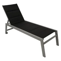 Gartenliege Aus Aluminium In Schwarz Mit Rollen