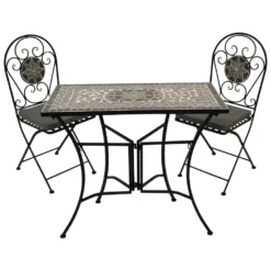 Bistroset 3-teilig - 2 Klappstühle Und Ein Eckiger Mosaik-Tisch