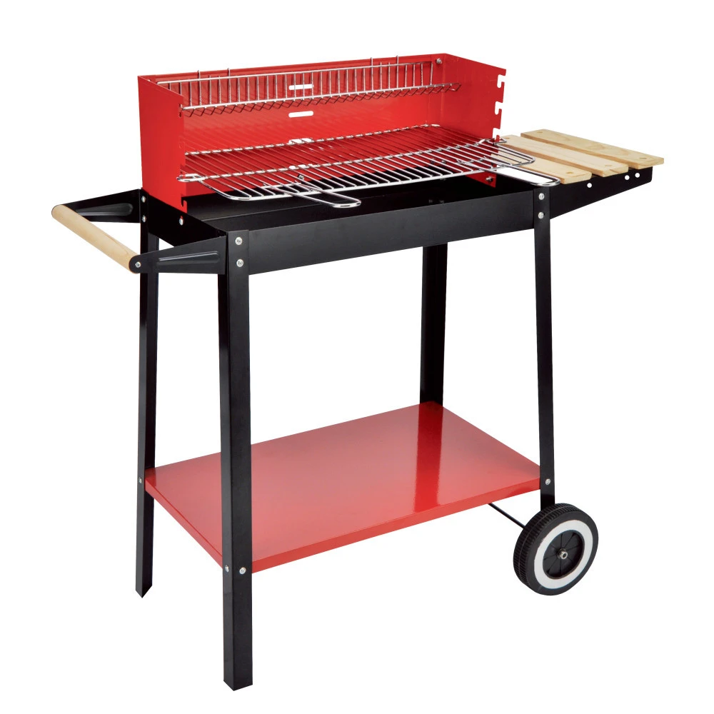 Grillwagen Aus Metall Rot-schwarz Mit 24,2 X 49,5 Cm Grillfläche 3 Grillwagen Aus Metall Rot-schwarz Mit 24,2 X 49,5 Cm Grillfläche