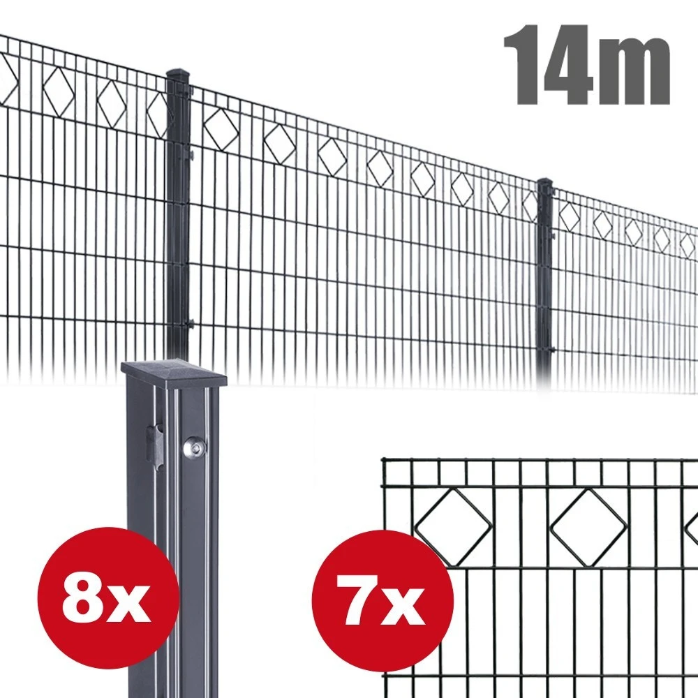 Zaunpaket Valencia Ca. 1,0 M X 14 M Anthrazit Verzinkt Pulverbeschichtet 3 Zaunpaket Valencia Ca. 1,0 M X 14 M Anthrazit Verzinkt Pulverbeschichtet