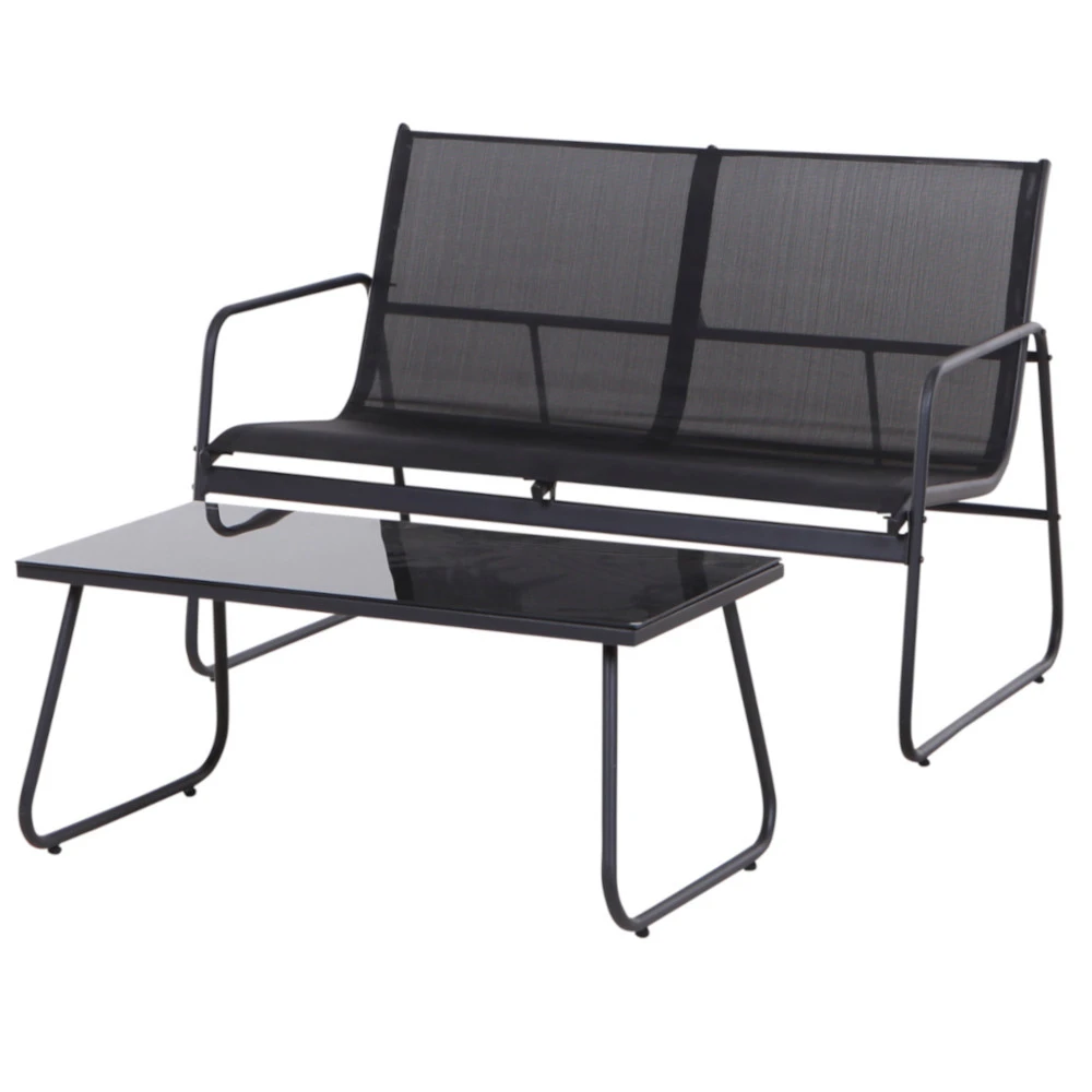 Lounge-Set 4-teilig, 4-Sitzer Mit Metallgestell, Tisch Und Stühlen 4 Lounge-Set 4-teilig, 4-Sitzer Mit Metallgestell, Tisch Und Stühlen – Bild 2