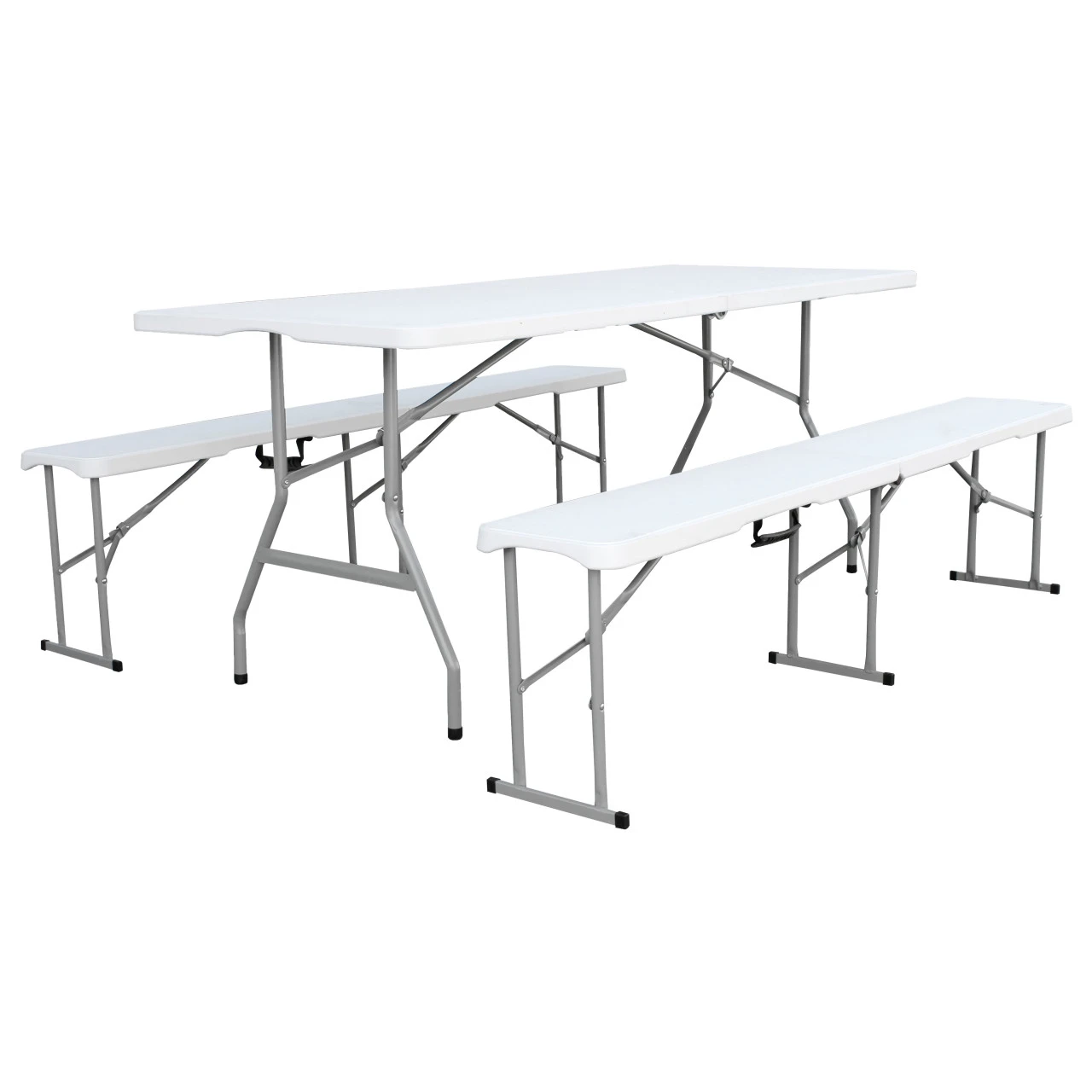 Gartengarnitur 3-teilig, 1 Tisch 2 Bänke, Klappbar Im Kofferformat 3 Gartengarnitur 3-teilig, 1 Tisch 2 Bänke, Klappbar Im Kofferformat