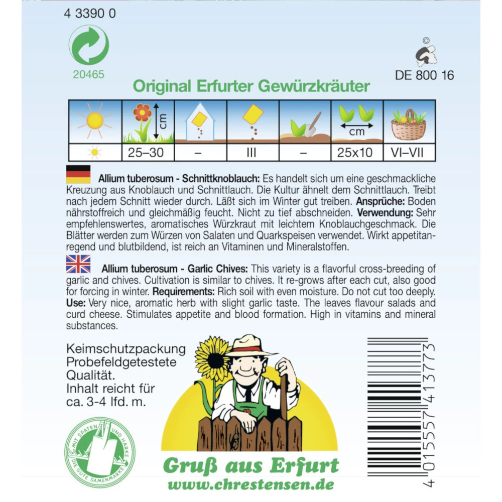 Saatgut Schnittknoblauch Gewürzkraut Mehrjährig, Für Ca. 3 – 4 Laufende Meter 4 Saatgut Schnittknoblauch Gewürzkraut Mehrjährig, Für Ca. 3 – 4 Laufende Meter – Bild 2