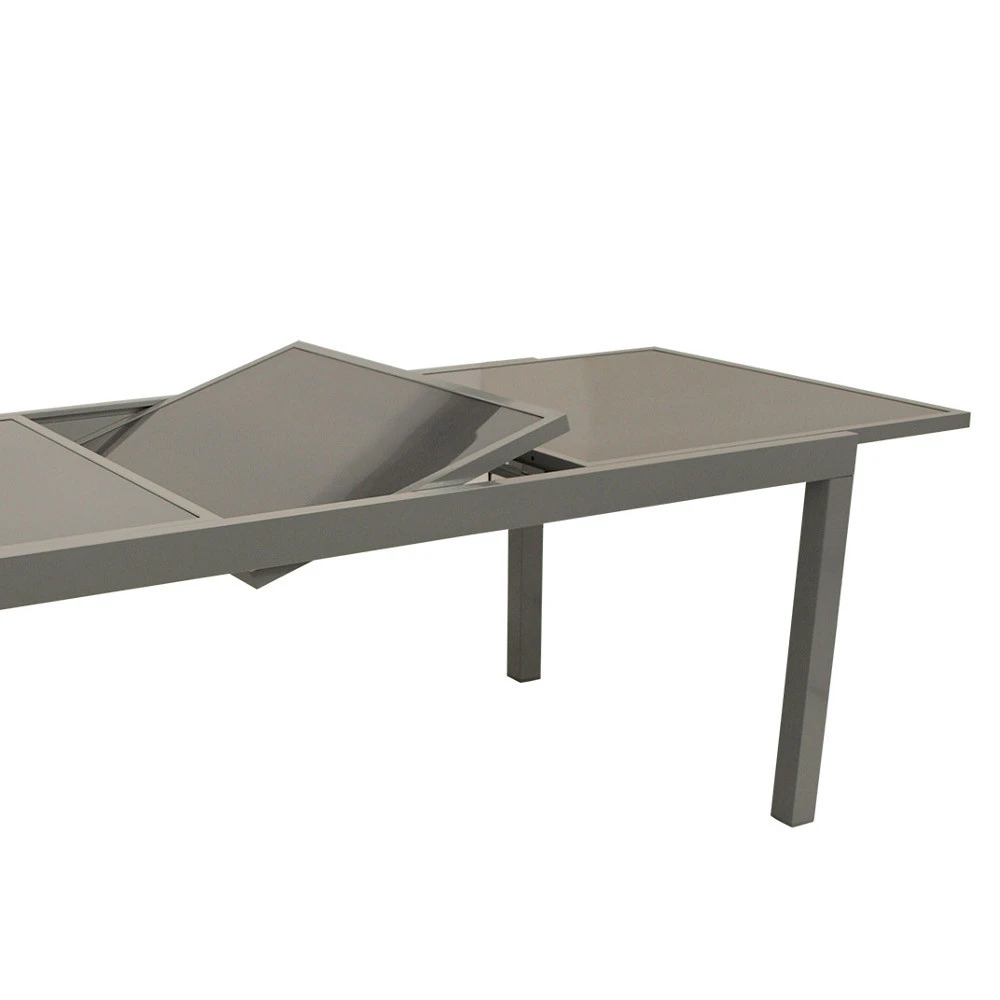 Gartentisch Ausziehbar, 180/2400 X 90 X 74 Cm, Aluminium, Glasplatte, Grau 4 Gartentisch Ausziehbar, 180/2400 X 90 X 74 Cm, Aluminium, Glasplatte, Grau – Bild 2