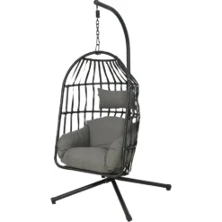 Nida Hängekorb Wicker Schwarz Ø 95 Cm