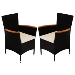 Gartensessel Set Mit Metallgestell Und Polyrattanbespannung Schwarz