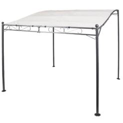 Anbaupavillon Mit Stahlgestell Und Dachbespannung In Creme