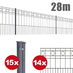 Zaunpaket Turin Ca. 1 M X 28 M Anthrazit Verzinkt Pulverbeschichtet